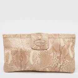 Tod's Beige Python Lucy Clutch