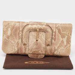 Tod's Beige Python Lucy Clutch