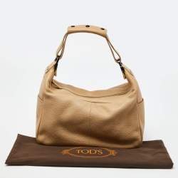 Pre Owned Tod's Beige Leather Side Pocket Hobo