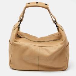 Pre Owned Tod's Beige Leather Side Pocket Hobo