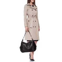 Tod's Dark Brown Leather Side Buckle Hobo