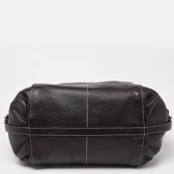 Tod's Dark Brown Leather Side Buckle Hobo