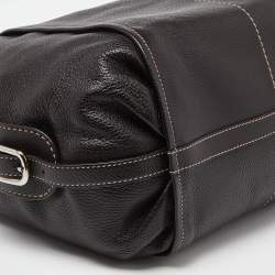 Tod's Dark Brown Leather Side Buckle Hobo