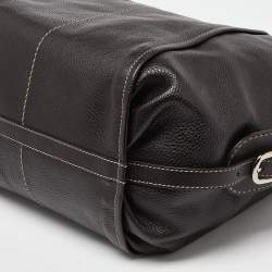 Tod's Dark Brown Leather Side Buckle Hobo