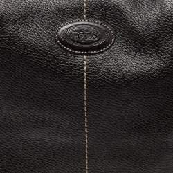 Tod's Dark Brown Leather Side Buckle Hobo
