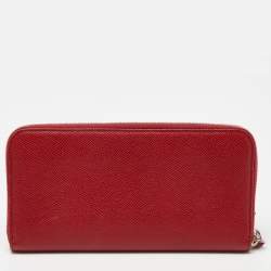 Tod's Red Leather Zip Around Wallet