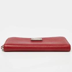 Tod's Red Leather Zip Around Wallet