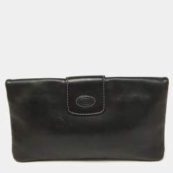 Tod's Black Leather Lucy Flap Clutch