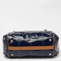 Tod’s Navy Blue/BrownCoated Canvas and Leather G-Bag Easy Sacca Satchel