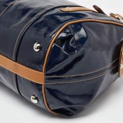 Tod’s Navy Blue/BrownCoated Canvas and Leather G-Bag Easy Sacca Satchel