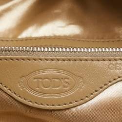 Tod's Beige Snakeskin and Leather Fringe Satchel