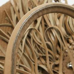 Tod's Beige Snakeskin and Leather Fringe Satchel