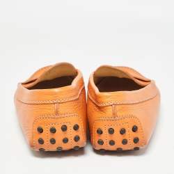 Tod's Orange Leather Penny Slip On Loafers Size 41