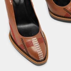 Pre Owned Tod's Brown Leather Platform Pumps Size 37.5 