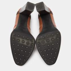 Pre Owned Tod's Brown Leather Platform Pumps Size 37.5 