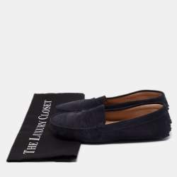 Pre Owned Tod's Navy Blue Suede Penny Loafers Size 37.5