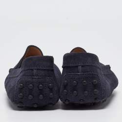 Pre Owned Tod's Navy Blue Suede Penny Loafers Size 37.5