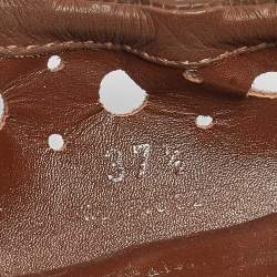 Pre Owned Tod's Brown Laser Cut Leather Scrunch Ballet Flats Size 37.5