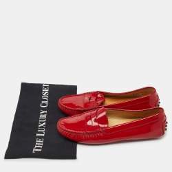 Tod's Red Patent Leather Penny Slip On Loafers Size 36.5