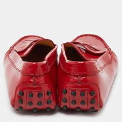 Tod's Red Patent Leather Penny Slip On Loafers Size 36.5