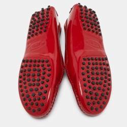 Tod's Red Patent Leather Penny Slip On Loafers Size 36.5