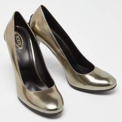 Tod's Metallic Leather Round Toe Pumps Size 40