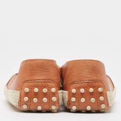 مملوكة مسبقًا Tod's Brown Leather Espadrille Flats Size 38