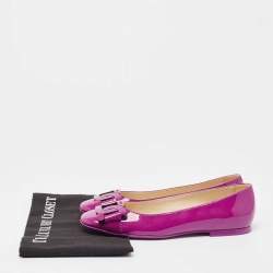 Pre Owned Tod's Purple Patent Leather Gomma Ballet Flats Size 36.5