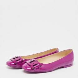 Pre Owned Tod's Purple Patent Leather Gomma Ballet Flats Size 36.5