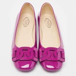 Pre Owned Tod's Purple Patent Leather Gomma Ballet Flats Size 36.5