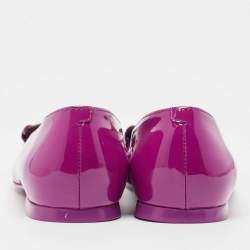 Pre Owned Tod's Purple Patent Leather Gomma Ballet Flats Size 36.5