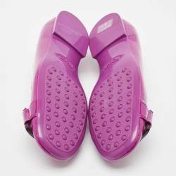 Pre Owned Tod's Purple Patent Leather Gomma Ballet Flats Size 36.5