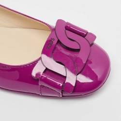 Pre Owned Tod's Purple Patent Leather Gomma Ballet Flats Size 36.5