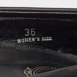 مملوكة مسبقًا Tod's Black Leather Double T Buckle Fringed Loafer Pumps Size 36