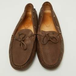 مملوكة مسبقًا Tod's Brown Leather Bow Slip On Loafers Size 40