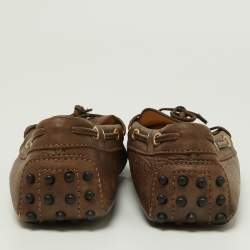 مملوكة مسبقًا Tod's Brown Leather Bow Slip On Loafers Size 40