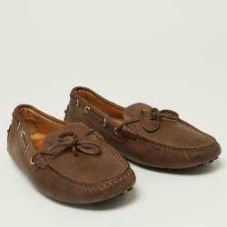 مملوكة مسبقًا Tod's Brown Leather Bow Slip On Loafers Size 40