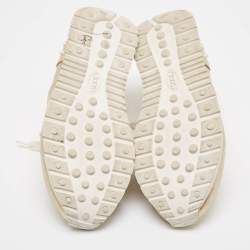 Pre Owned Tod's Gold Leather Lace Up Sneakers Size 39