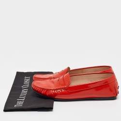 Tod's Red Patent Leather Gommino Loafers Size 38