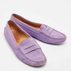 Tod's Purple Suede Gommino Slip On Loafers Size 38