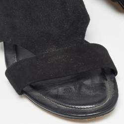 Tod's Black Suede and Leather Flat Sandals Size 38.5