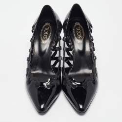 Tod's Black Cut Out Patent Leather Pointed Toe Pumps Size 36
