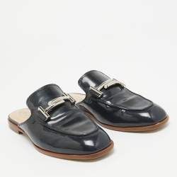 Pre Owned Tod's Black Patent Leather Double T Mules Size 37