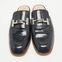 Pre Owned Tod's Black Patent Leather Double T Mules Size 37