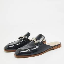 Pre Owned Tod's Black Patent Leather Double T Mules Size 37