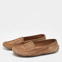 Pre Owned Tod's Brown Suede Penny Loafers Size 38