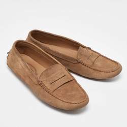 Pre Owned Tod's Brown Suede Penny Loafers Size 38
