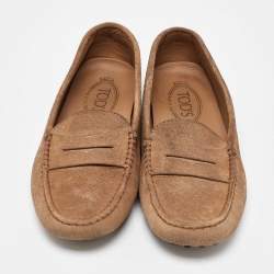 Pre Owned Tod's Brown Suede Penny Loafers Size 38