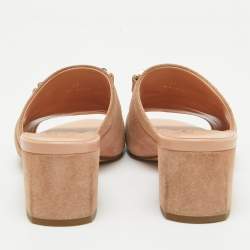 Tod's Pink Suede Double T Buckle Slide Sandals Size 36