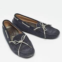 Tod's Navy Blue Suede Gommino Loafers Size 38